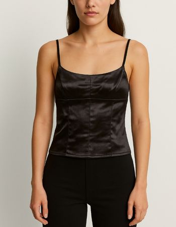 🖤 Top satiné noir MNG – Taille S 🖤
