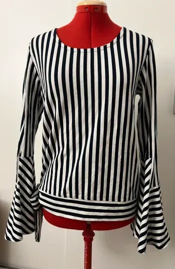 Sweat à nouer rayé bleu et blanc Blu