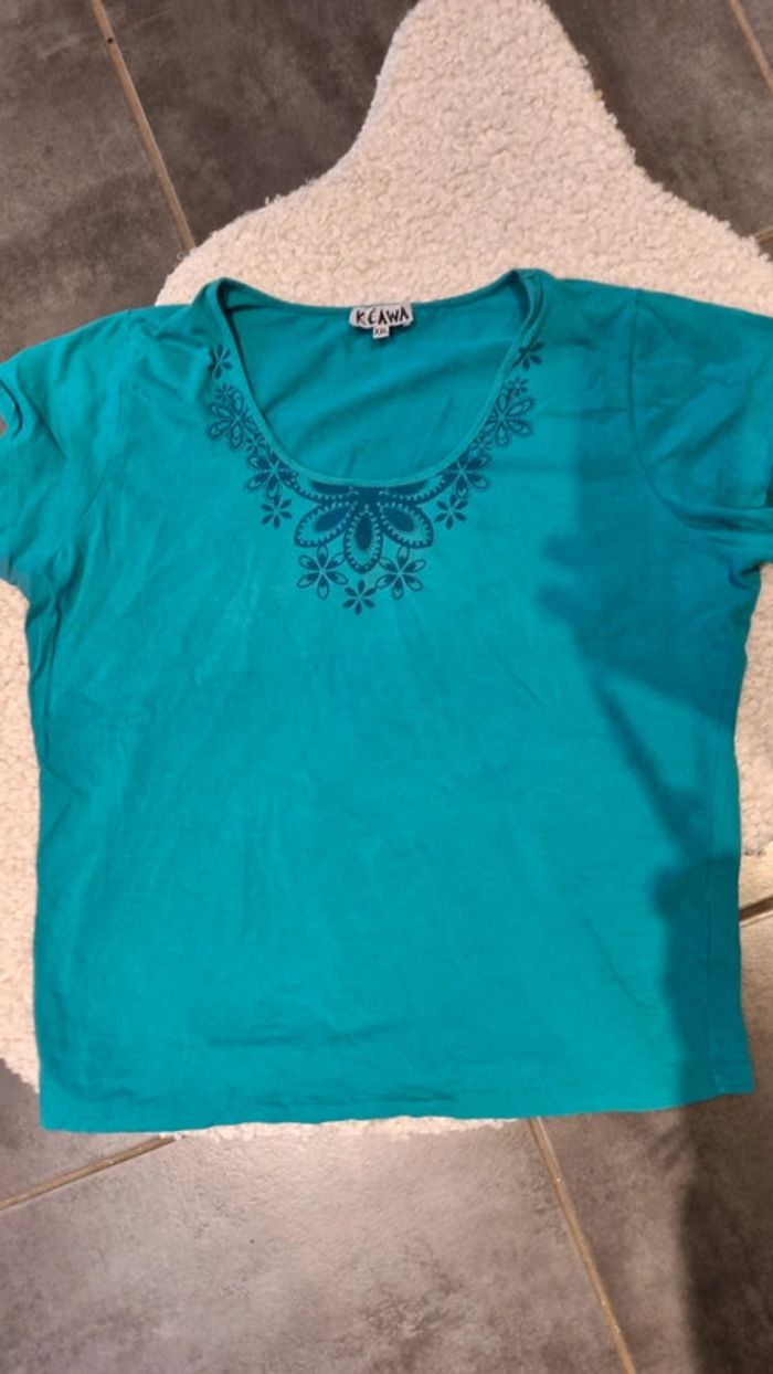 Tee shirt femme bleu vert bouteille 2XL - photo numéro 2