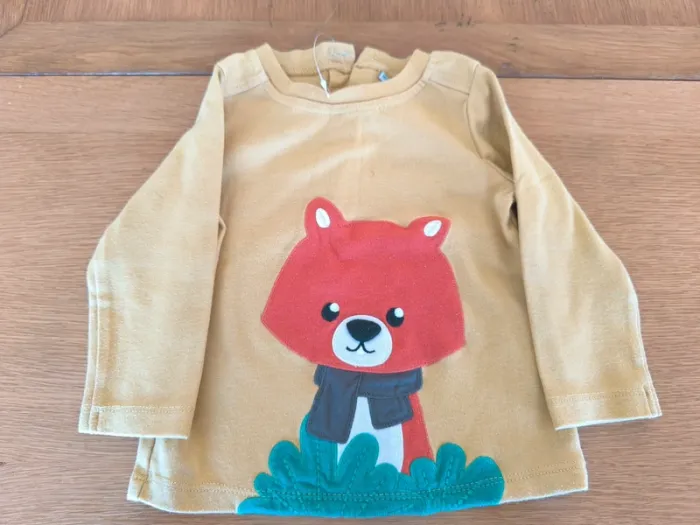 308440 pull moutarde garçon 18 mois sans marque "renard"