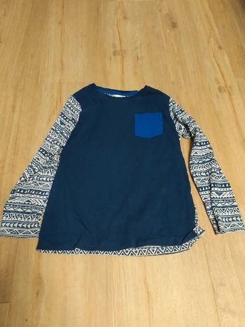 T-shirt manche longue DPAM 8 ans gris bleu marine