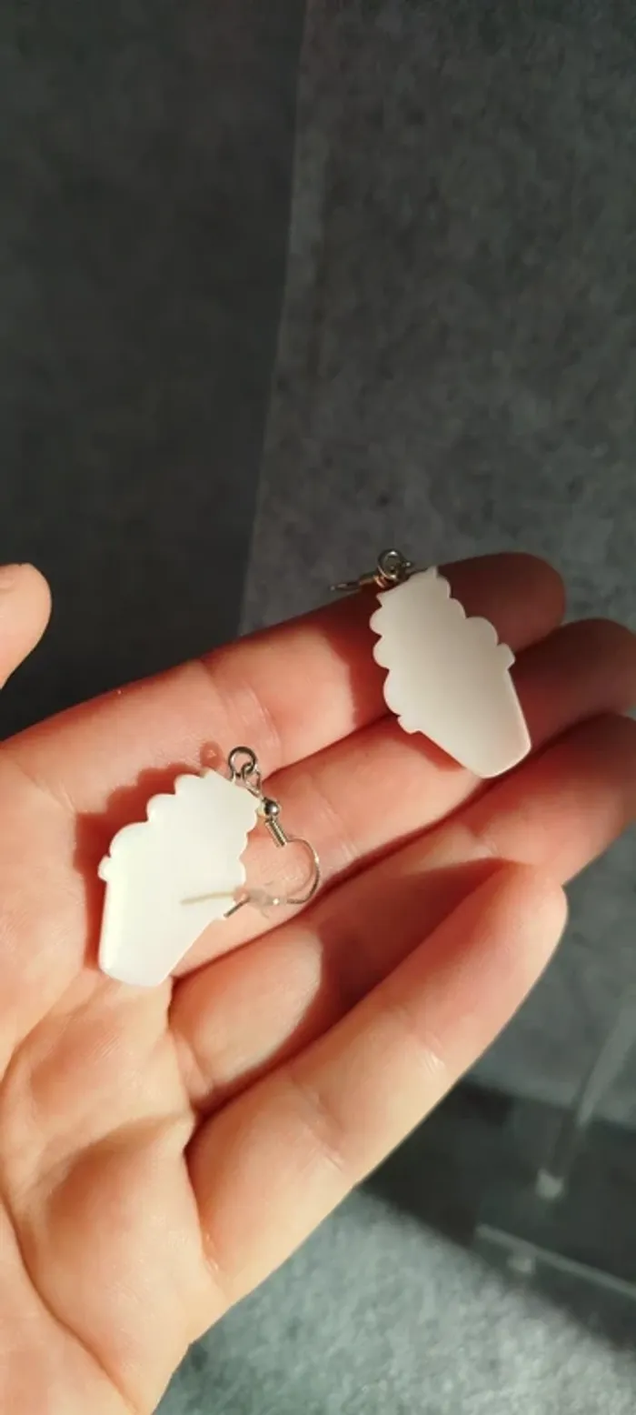 🍄 Boucles d’oreilles ▪ glace rose et blanc - photo numéro 3