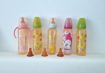 Lot de 5 biberons bébé 330 ml Tigex / Lapin - Minnie – Très bon état