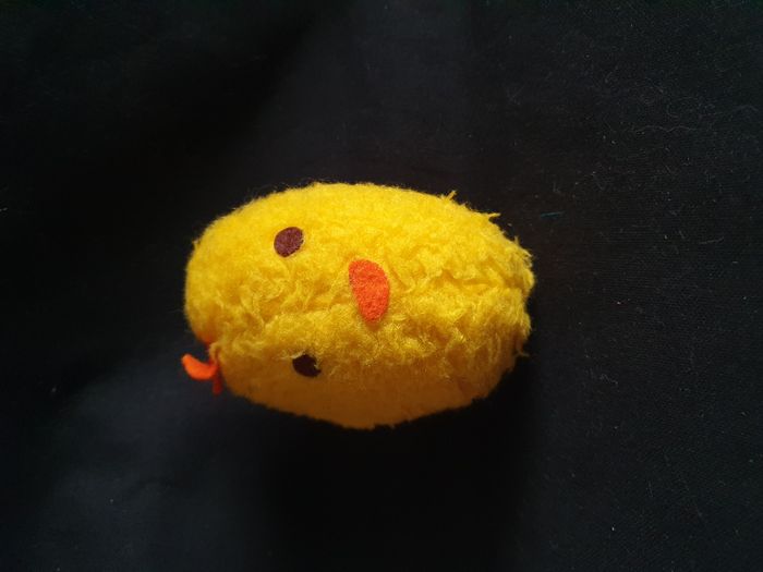 Rare peluche hochet œuf poussin jaune Création Chamti Ancien Hauteur 11 cm