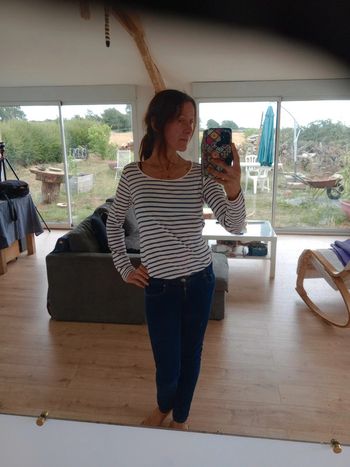 T-shirt manches longues femme M rayé c85