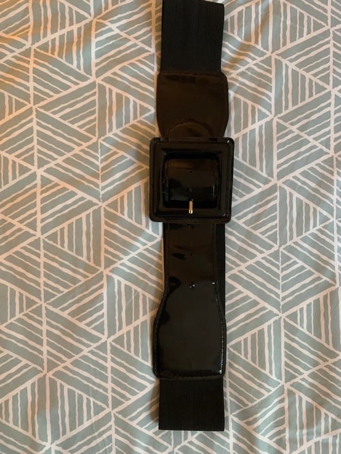 Ceinture elastiquée noir vernis noir - photo numéro 2