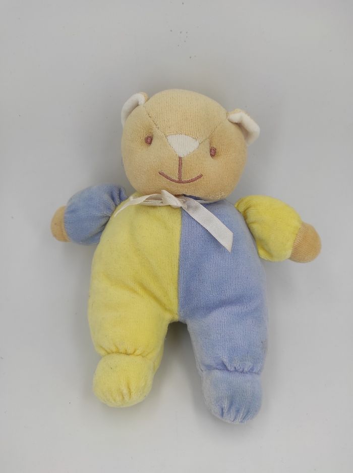 Doudou Ours Jaune et Bleu Bengy Tax