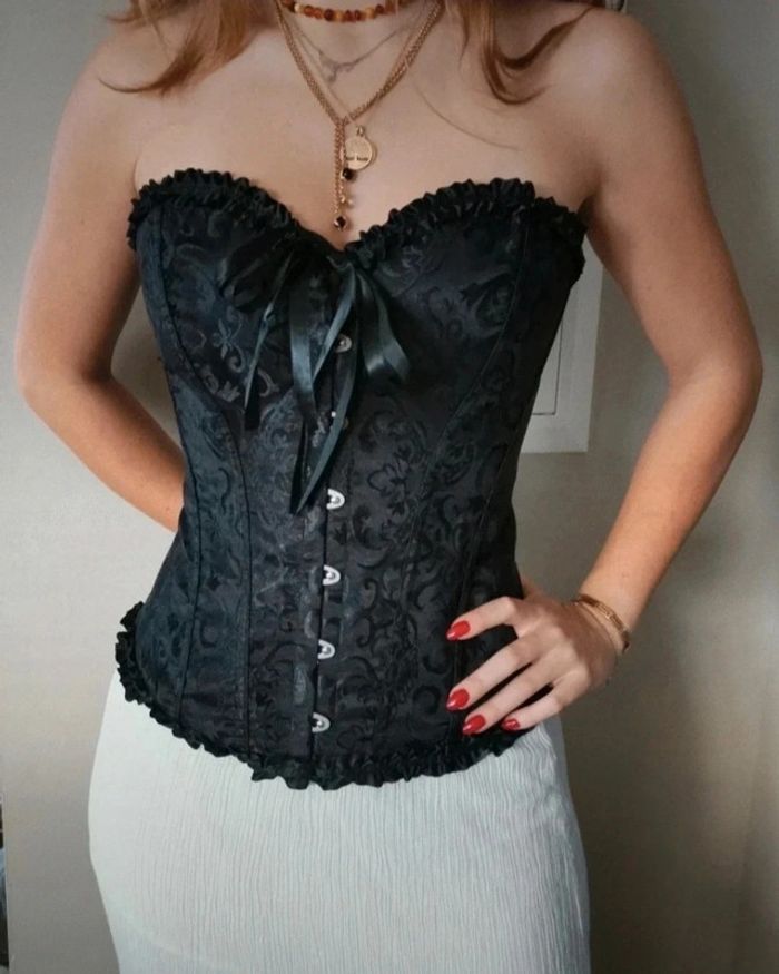 A31 corset bustier rétro vintage noir à lacets ajustable - photo numéro 2