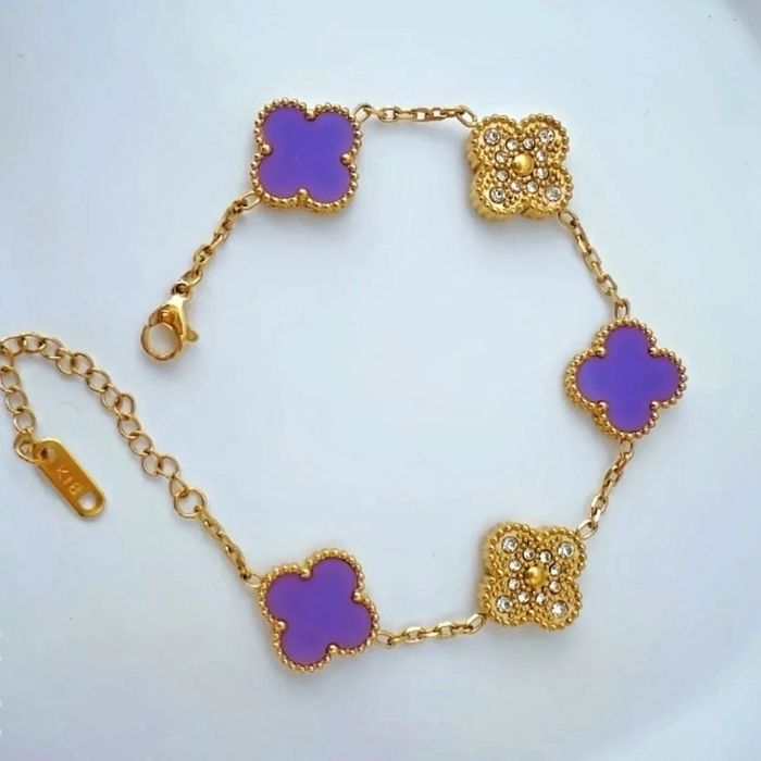 Promo Bracelet stainless steel neuf 18k trèfle 1,2 cm de long porte-bonheur résistant à l'eau 💦