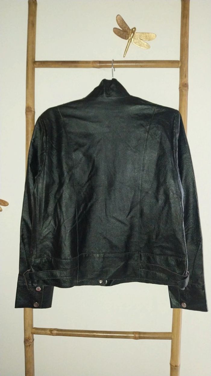 Blouson/ Perfecto/ Veste en cuir véritable noir état neuf  Taille 38 - photo numéro 16