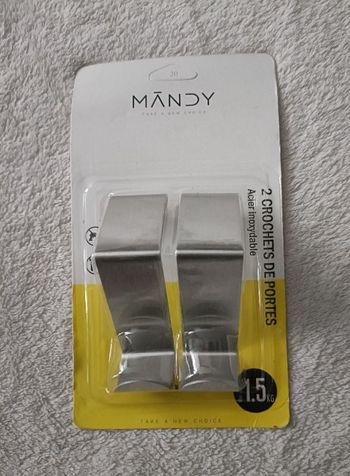 2 crochets de porte de 5.7 X 4 cm en acier inoxydable