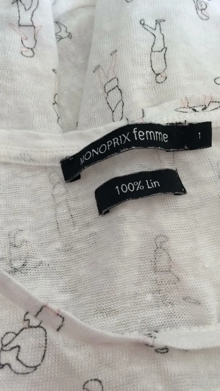 T shirt été lin petits personnages - photo numéro 2
