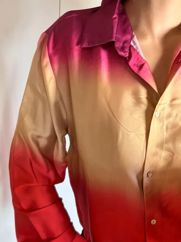 Camisa manga larga satinada degradada - photo numéro 3