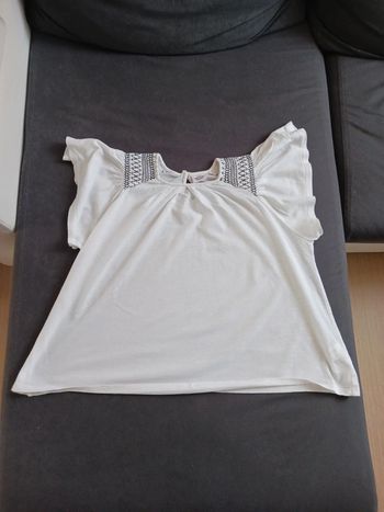 T-shirt fille été 10 ans blanc Tape à l'œil Manche volant