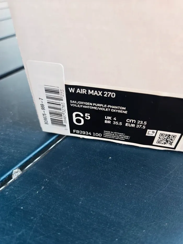 Nike air max 270 femme blanc lila taille 37,5 neuves - photo numéro 12
