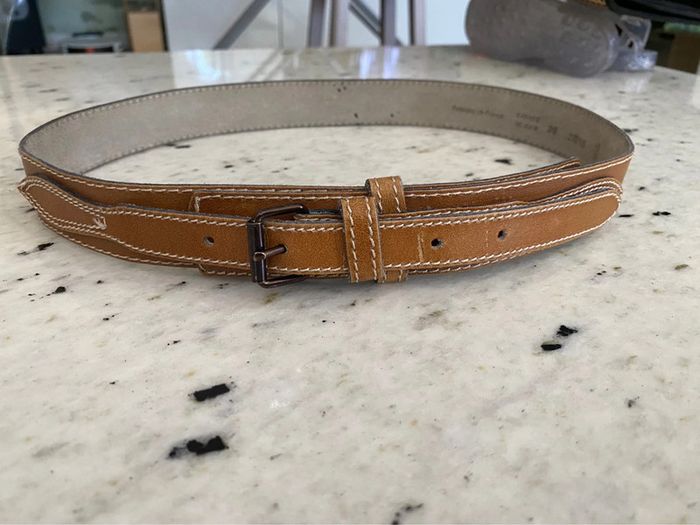 Ceinture marron clair en cuir vintage - photo numéro 3