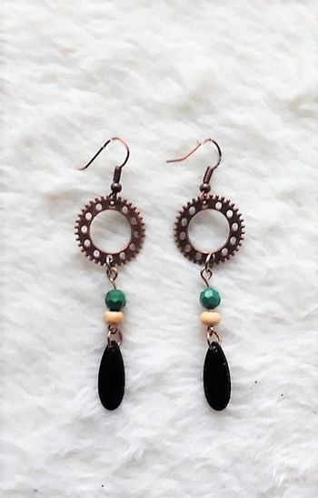 Boucles or Créatrice  rouage et perles