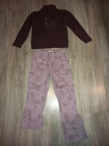 pantalon/pantacourt baggy vertbaudet et col roulé marron cheval taille 7/8 ans