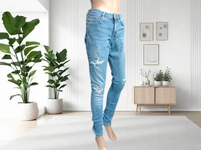 Jean River Island ,coupe skinny destroy ,taille haute ,stretch - photo numéro 2