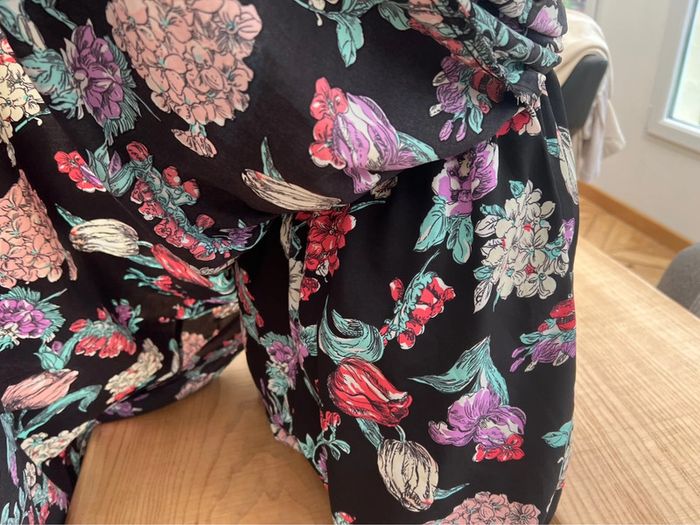 Robe longue amisu new yorker taille S 36 Combishort combinaison short été cape noire à fleurs - photo numéro 8