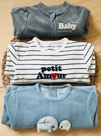 Lot 3 pyjamas dors-bien velours Kiabi