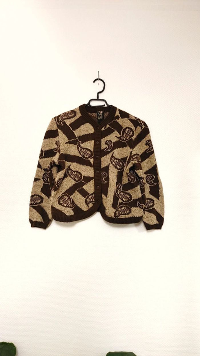 Pull gilet boléro d'hiver épais en laine acrylique vintage tout doux - photo numéro 2