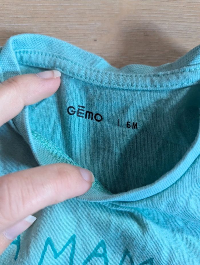 T-shirt bleu Gémo 6 mois - photo numéro 2
