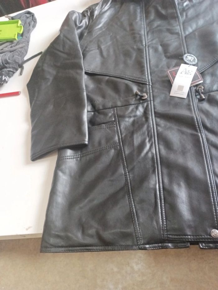 Blouson en cuir homme taille XL Andréa Ermanni avec capuche fourrure neuf - photo numéro 3