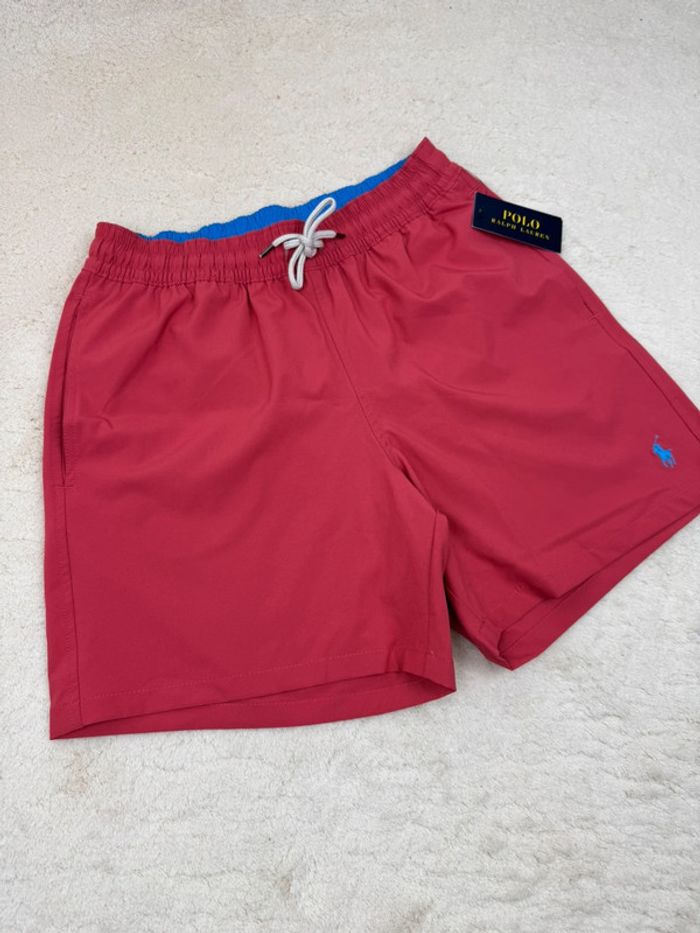 Short de Bain Ralph Lauren Rouge Bordeaux Logo Brodé Neuf Taille S - photo numéro 2