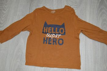 Tee shirt manches longues hello super hero Kiabi 12 mois - 1 an