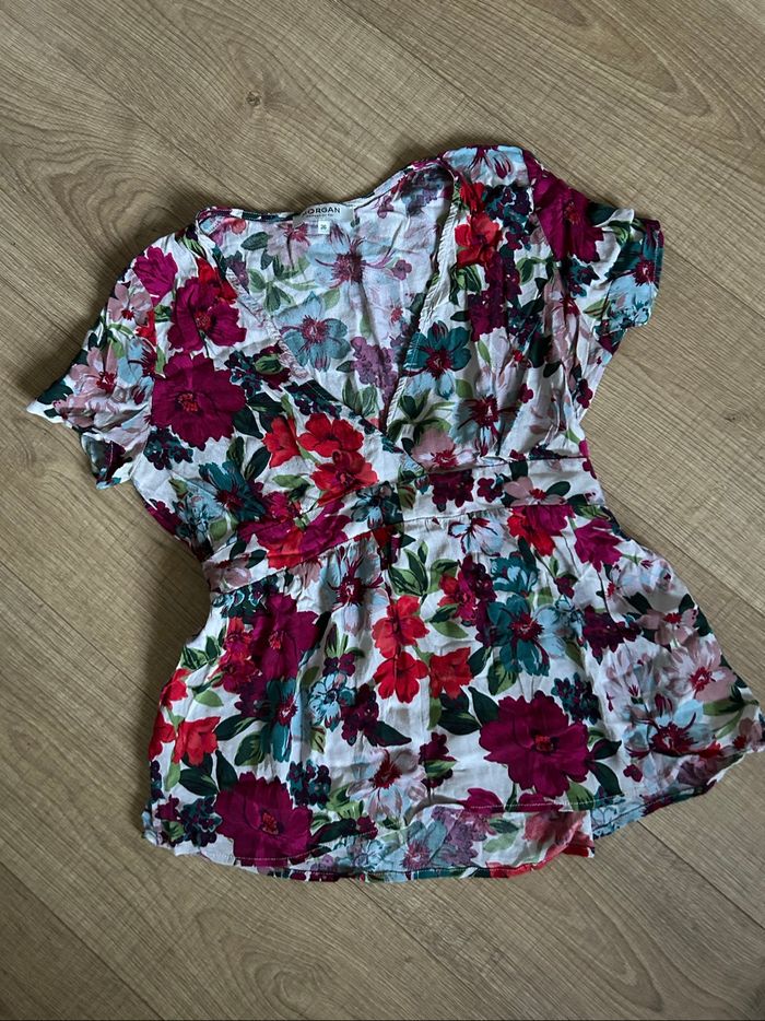 Blouse fleurie à manches courtes Morgan taille 36 TBE - photo numéro 7