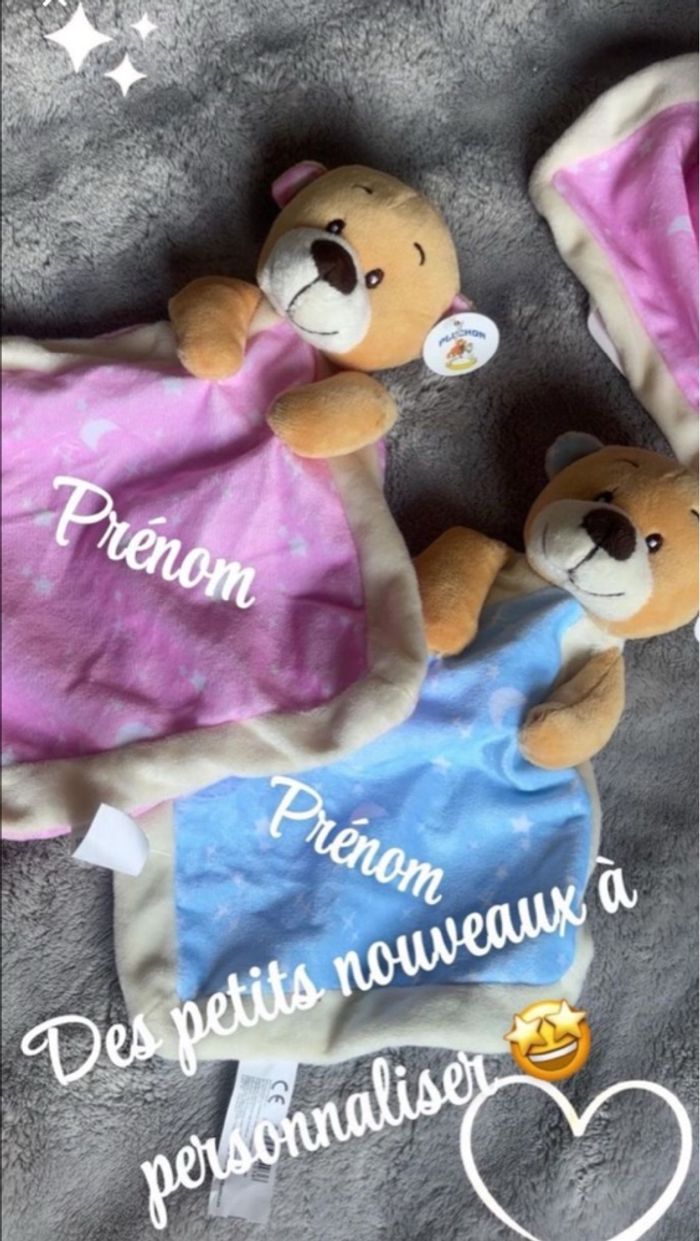 Doudou personnalisé prénom fille garçon