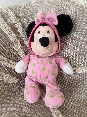 Peluche doudou phosphorescent 30cm Disney Minnie souris rose très bon état