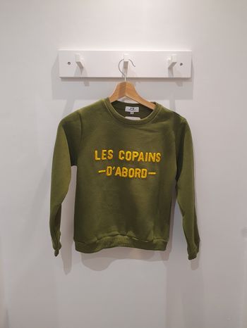 Sweat kaki/jaune moutarde Les copains d'abord Taille 2/3 ans