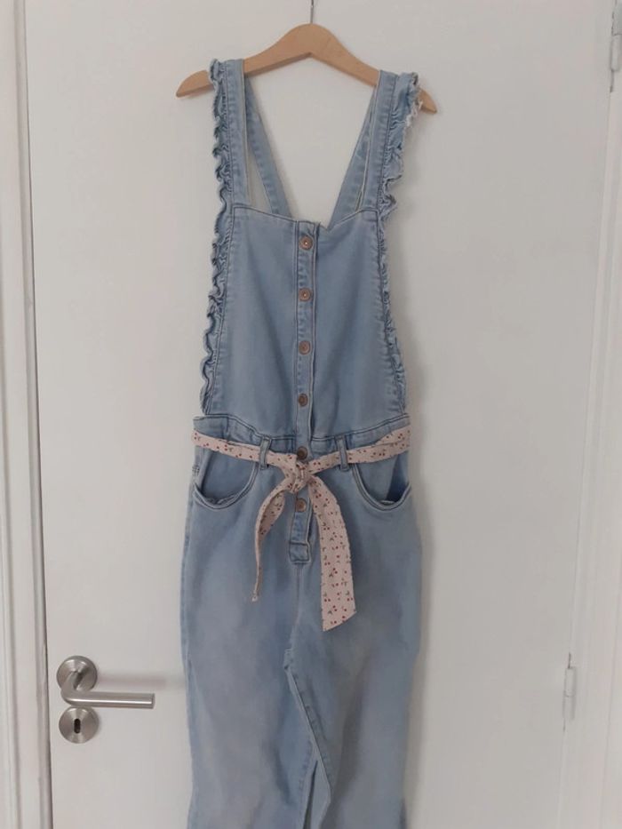 Salopette fille en jean bleu volant 12 ans Vertbaudet