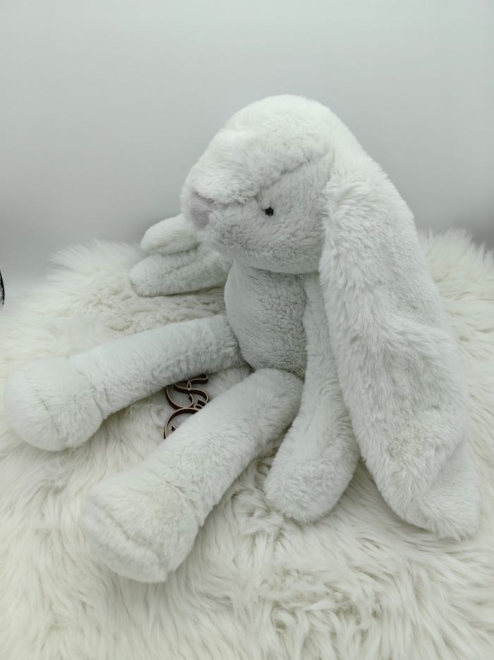 Doudou peluche lapin blanc cassé - photo numéro 2