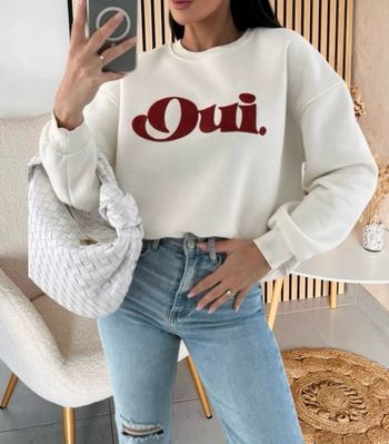 Sweat oui blanc et rouge
