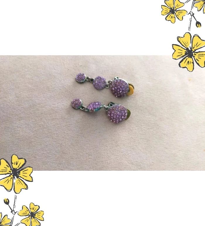 Boucles d’oreilles vintage violettes à clips - vintage – Collection Nuances de Rose - photo numéro 4