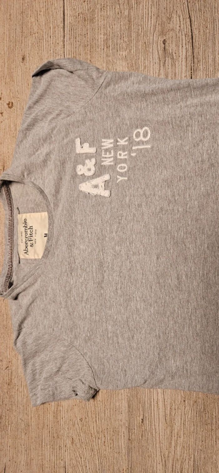 T shirt gris clair, manches courtes, Abercrombie & Fitch, taille M, nickel - photo numéro 4