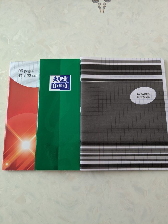 Lot de 3 cahiers petit format, 96 pages à grands carreaux. Taille 17x22 cm - photo numéro 2