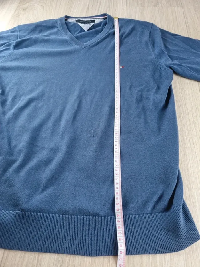 Pull a col V bleue Tommy Hilfiger Homme Taille L - photo numéro 8