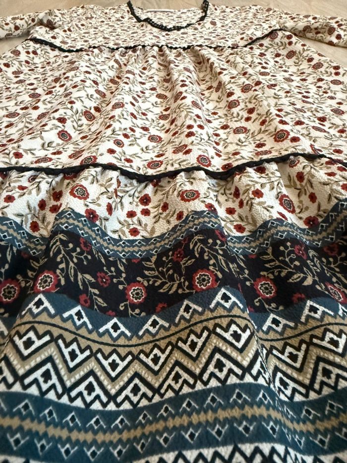 Robe bohème Camaïeu T36 – fleurie, ethnique, fluide, manches 3/4, mi-longu - photo numéro 7