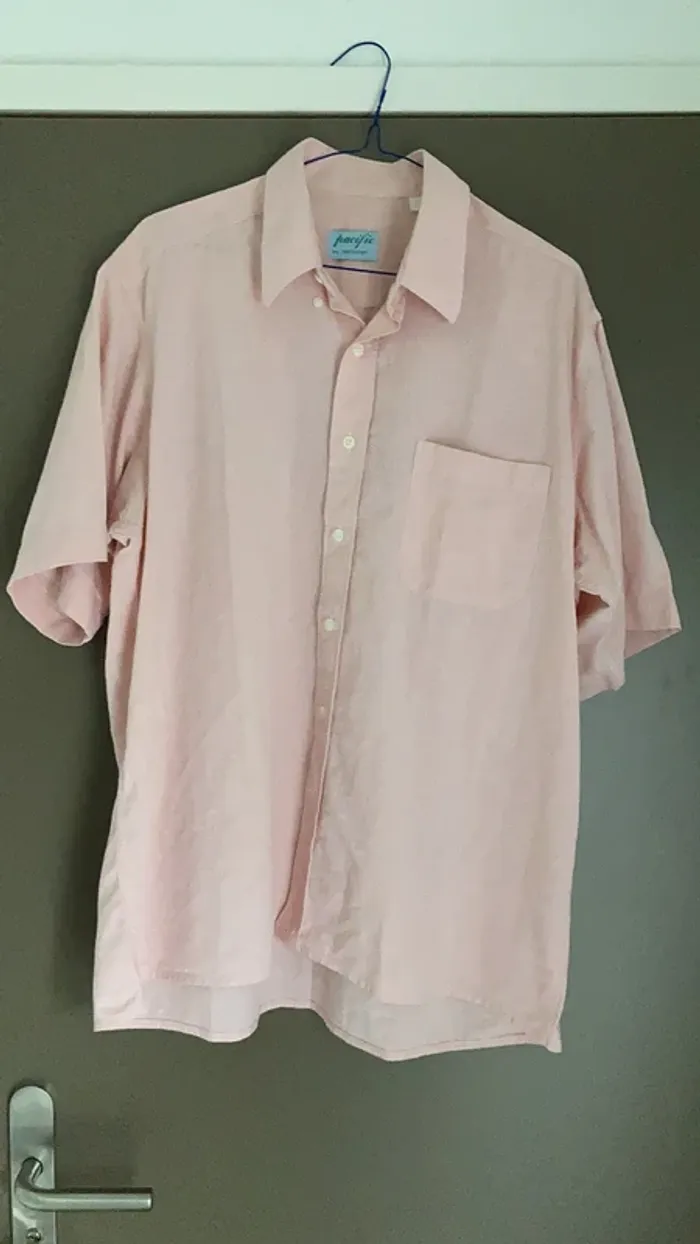 chemise homme manches courtes rose taille 41/42 L Yves Dorsey