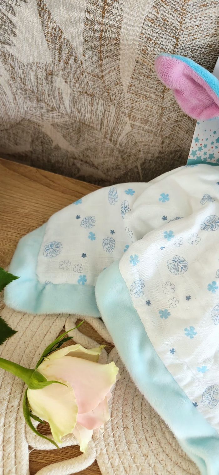 Doudou Lange Bébé Disney Stitch Bleu blanc neuf - photo numéro 2