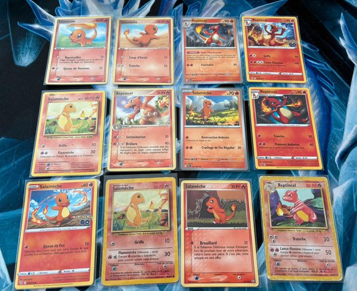 Lot de 12 cartes pokemon reptincel / salameche