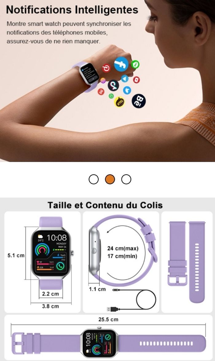 MONTRE CONNECTÉE FEMME VIOLET JUGEMAN - photo numéro 10