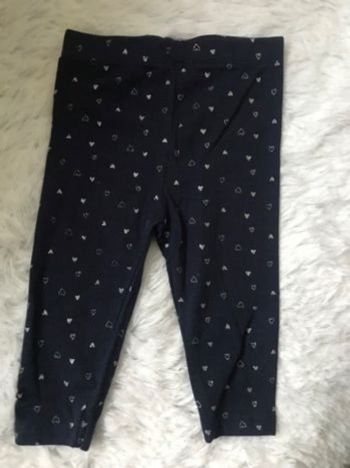 Legging bleu cœurs  argentés