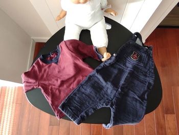 👶 Ensemble bébé garçon 6 mois – T-shirt rayé + salopette