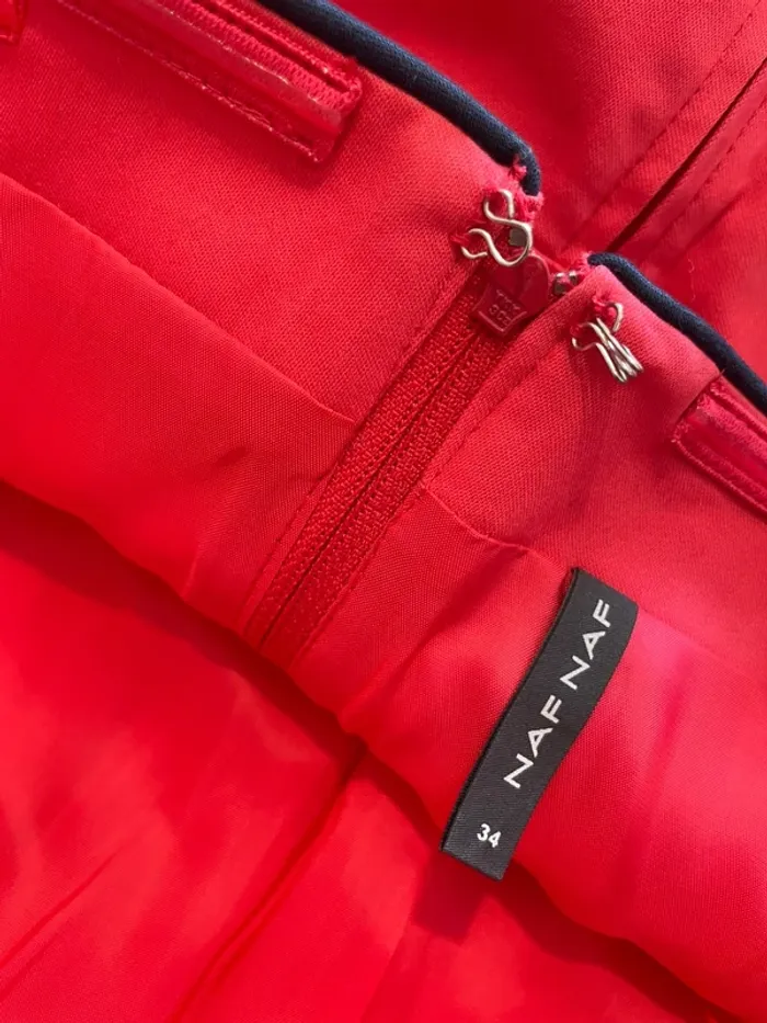 Robe bustier Naf Naf taille 34 corail bordure bleu marine - photo numéro 5