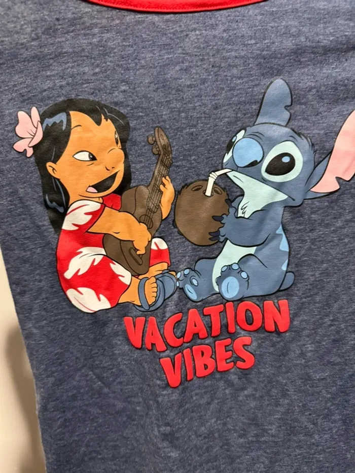 Tee shirt de pyjama stitch XS Disney bleu gris - photo numéro 2